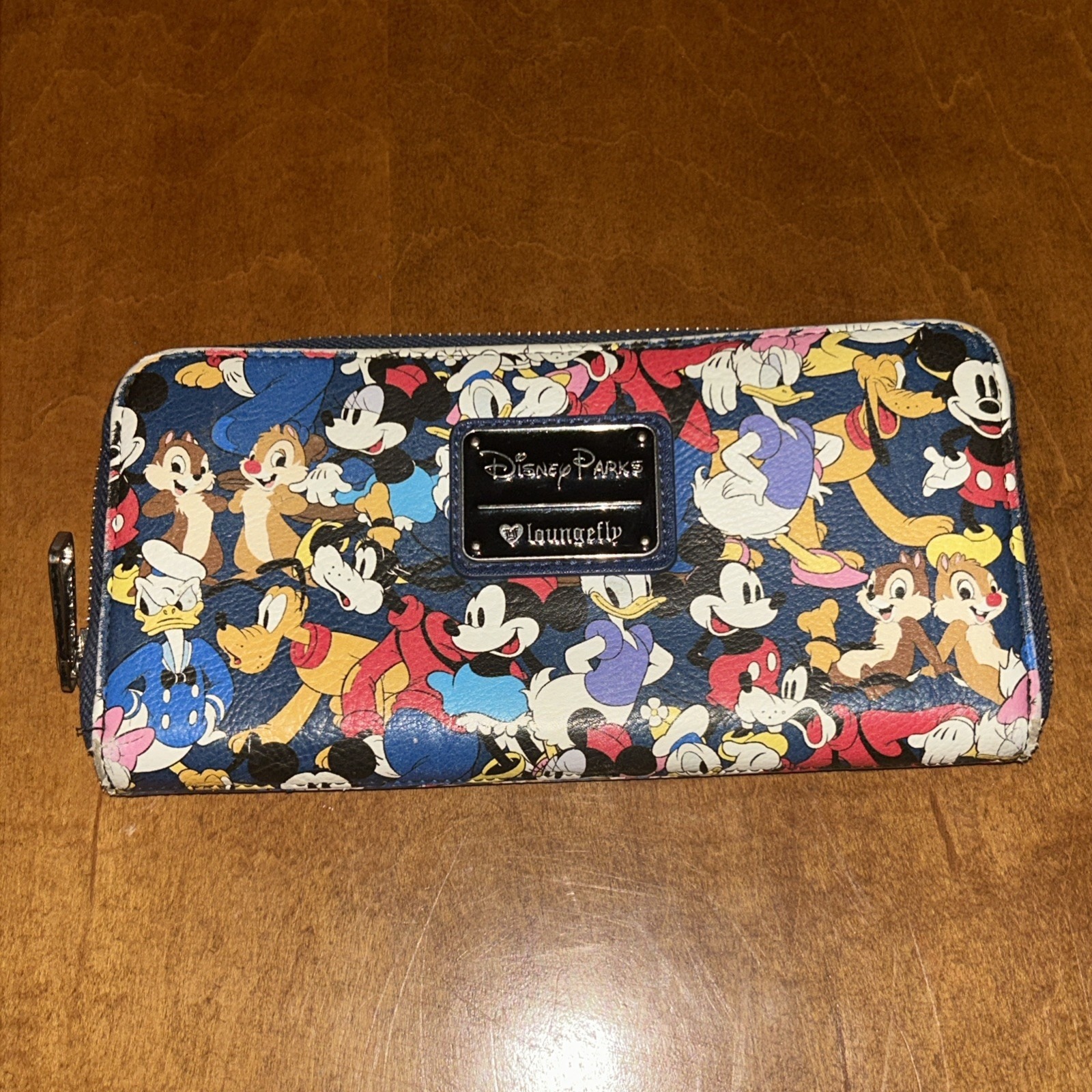 Disney Parks Loungefly Mickey And Friends Wallet 2016 Blue Chip N Dale A1